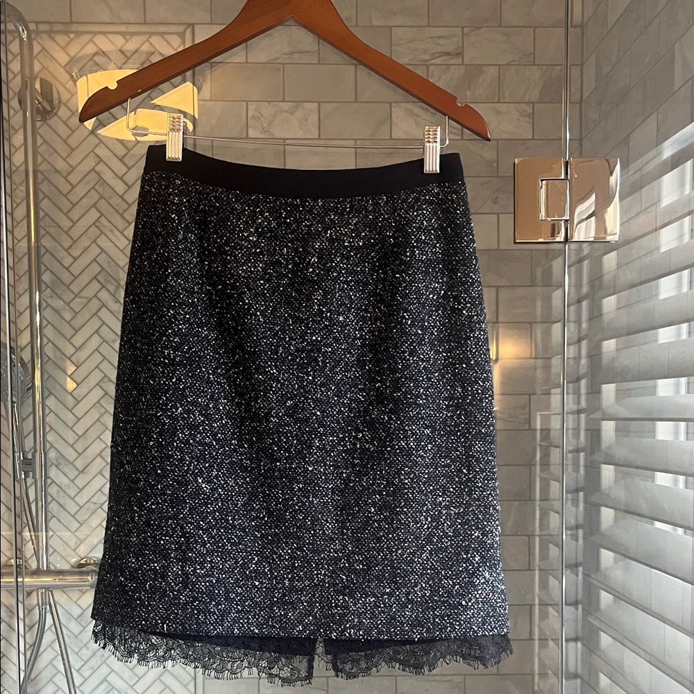 Rebecca Taylor Black and White Tweed pencil Mini Skirt